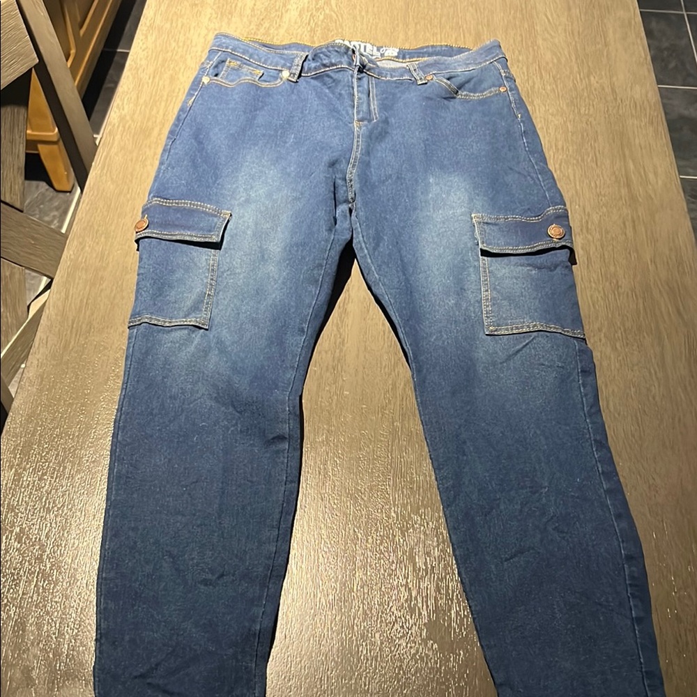 Blue Denim Cargo Pants
